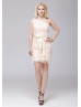 One Shoulder Floral Lace Short Bridesmaid Dress